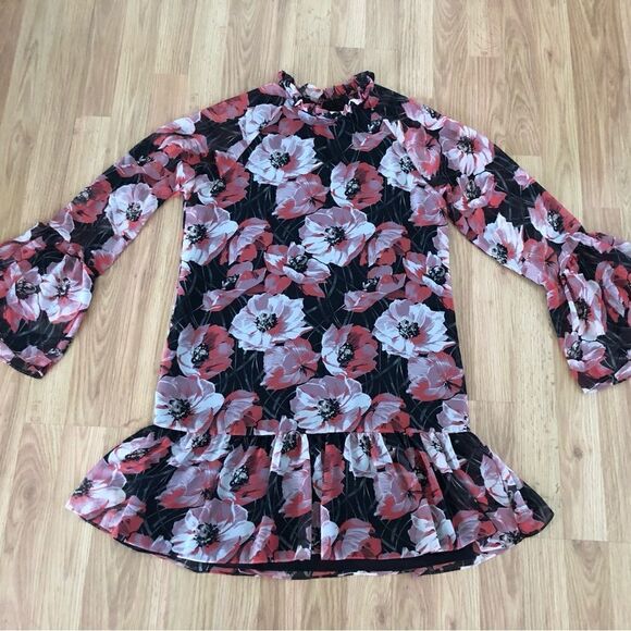 Misa Los Angeles Red/Black Ruffled Mini Dress - Picture 3 of 10